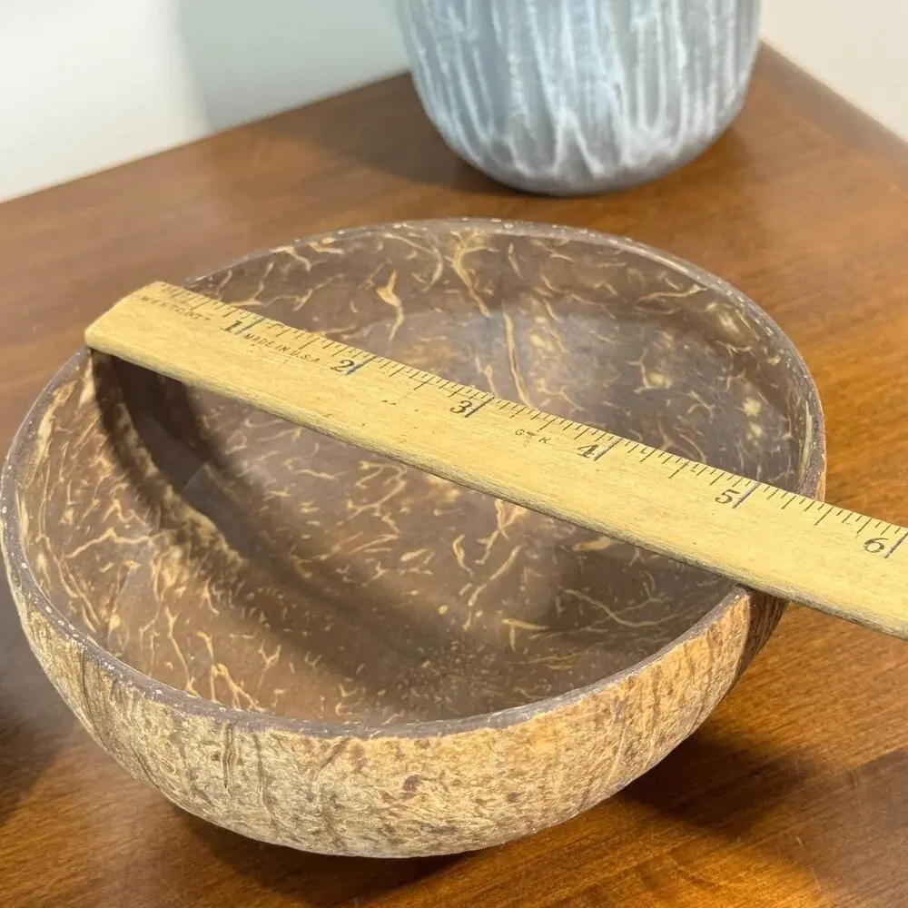 Set of 2 Coconut Shell Bowl Halves Reusable Eco-Friendly Handmade Dessert Cup